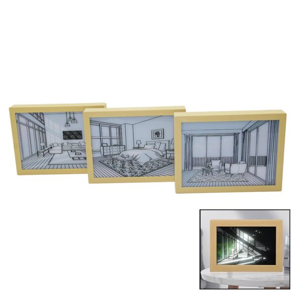 3 BOYUTLU - 15X20CM LED IŞIKLI MİNİ TABLO USB BAĞLANTILI - AYAR ANAHTARLI (4767)