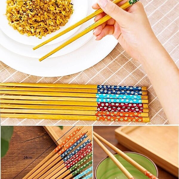Bambu Chopstick Çubuk Yemek Çubuğu Yıkanabilir Tekrar Kullanılabilir (10 Çift- 20 Adet ) (4767)