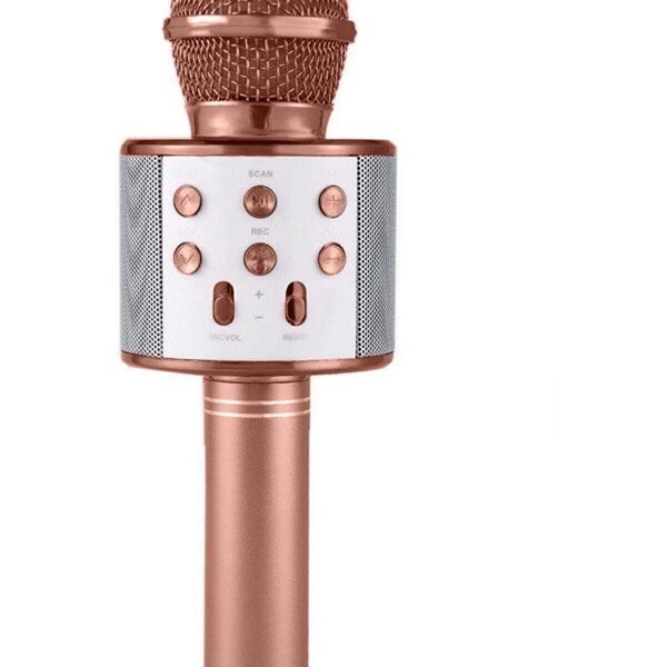 Karaoke Mikrofonlu Hoparlör - Şarjlı -Bluetooth Rose Gold (4767)