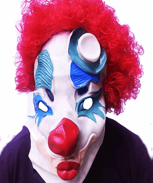 Kırmızı Renk Afro Bonus Peruklu Palyaço Lateks Et Maske