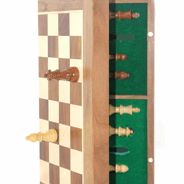 Mıknatıs Taşlı Ahşap Katlanabilir Kutulu Satranç Oyunu 35 Cm G224