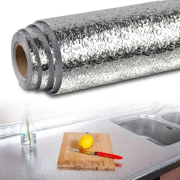 Rulo Gümüş Alüminyum Folyo Duvar Kağıdı Kendinden Yapışkanlı Raf İçi Su Geçirmez Folyo  2 mt x 60 cm (4767)
