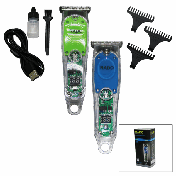 ŞEFFAF GÖVDE 2 KADEMELİ TURBO - LED GÖSTERGELİ USB ŞARJLI SAÇ SAKAL TRAŞ MAKİNESİ RD-3706 (4767)