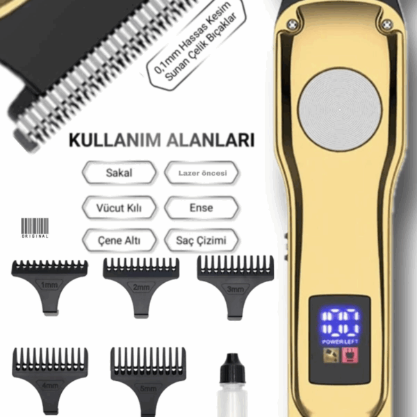 Volemi 00086 Profesyonel Sakal Ense Çizim Epilasyon Öncesi Dijital Göstergeli Tıraş Makinesi
