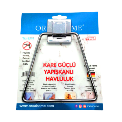 YAPIŞKANLI KARE ASKILI ÜÇGEN - METAL HAVLULUK ASKI (4767)