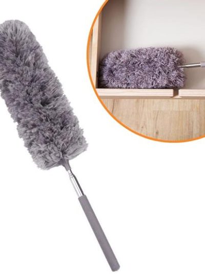140 Cm Teleskopik Uzatılabilir Mikrofiber Yumuşak Başlıklı Gri Toz Alma Fırçası Toz Püskülü