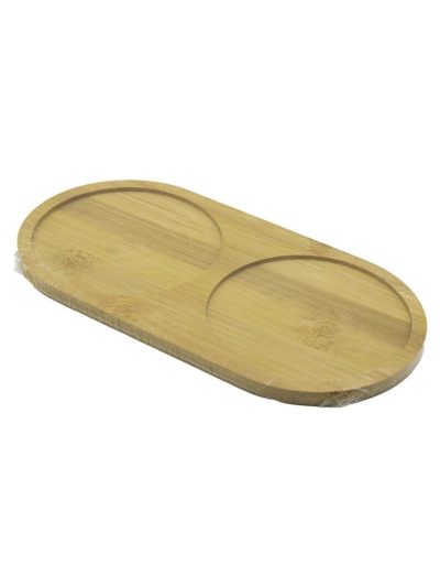 2 Bölmeli̇ Oval Ahşap Bambu Yağdanik Altlik 12x24x0.8cm