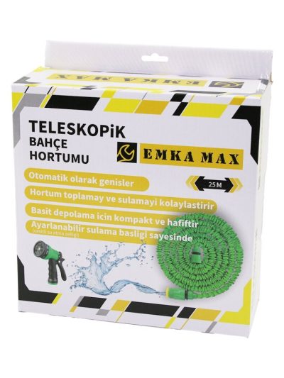 25mt Teleskopi̇k Uzayan Bahçe Hortumu 7 Fonksi̇yon Ayarli Teti̇kli̇ Tabanca