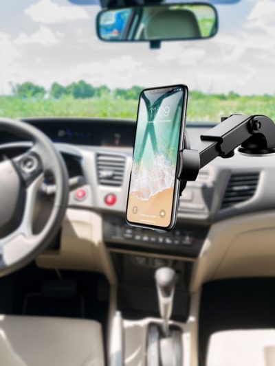 360 Derece Dönen Torpido Üstü Uzunluk Ayarlamalı Vantuzlu Teleskopik Araç Telefon Tutucu