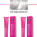 2 Li Set Premium 0.01 Yoğun Gümüş Gri - Kalıcı Krem Saç Boyası 2 X 50 G Tüp
