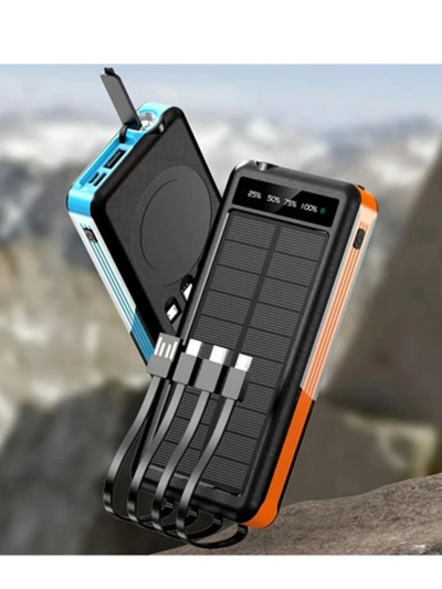 Solar Powerbank 1xusb 10.000mah Lcd Ekran Dahili Usb Mikro Type-c Powerbank