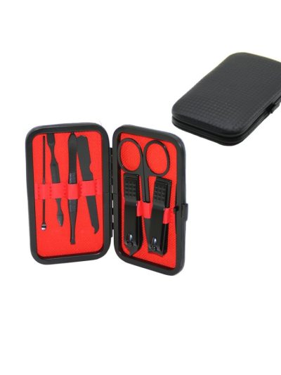 7 Pcs - Si̇yah Mani̇kür - Pedi̇kür Seti̇ Si̇yah Cüzdan Modeli̇ Çantali