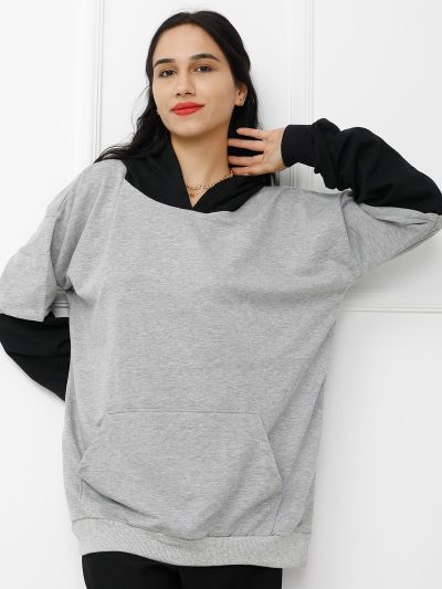 Parçalı Sweat Gri
