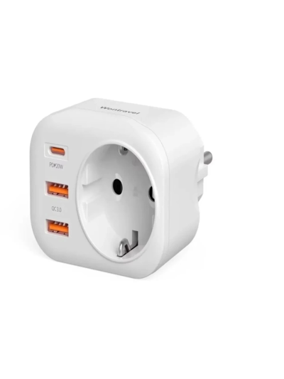 115 2500w 3.4a 2usb 1type-c 1soket Akım Korumalı Şarj Adaptörü Priz Çoğaltıcı