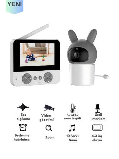 Bebek Kamerası Kumandalı Monitörlü Karşılıklı Konuşma Özellikli , Hatırlatıcılı Ip Bebek Kamerası