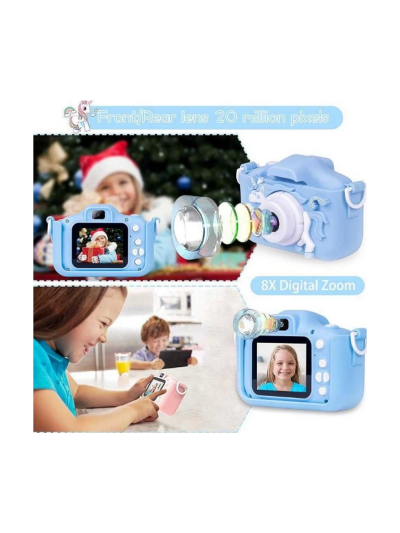 Çocuk Dijital Fotoğraf Makinası 20 Mp Video Kaydedici 2.0 İnç Çift Kameralı