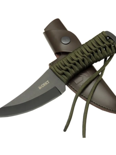 Crkt Scrub Fixed 2712 Bk Siyah Kamp Outdoor Bıçak 22,5cm - İpli Sap, Deri Kılıflı