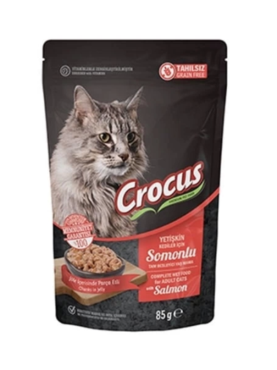 Crocus Tahılsız Pouch Jöleli Somonlu Yavru Konserve Kedi Maması 85 Gr