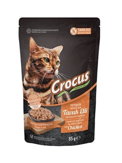 Crocus Tahılsız Pouch Jöleli Tavuklu Yetişkin Konserve Kedi Maması 85 Gr