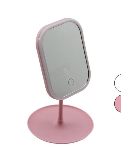 Di̇kdörtgen Ledli̇ - Usb Şarjli Makyaj Aynasi 90 Takilik Sepetli̇ Ayak Renkli̇ Pls 13.5x18.5cm