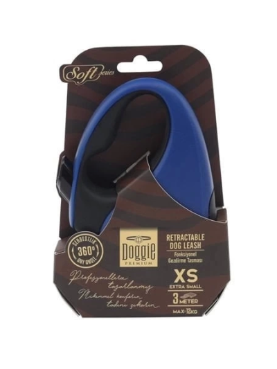 Doggie Soft Otomatik Köpek Uzatma Tasması Xsmall Royal Mavi 12 Kg 3 Mt