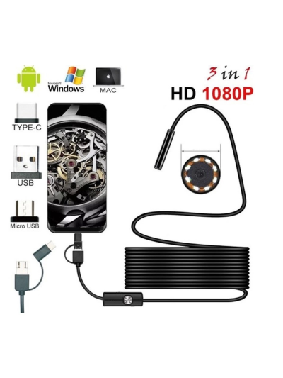 Endoskop 3 İn 1 Yılan Kamera Usb Micro Usb Type-c 20 Metre Sert Kablo