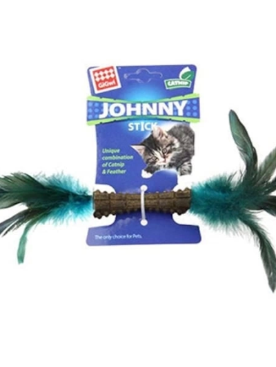 Gigwi Johnny Stick Doğal Çift Taraflı Yeşil Tüylü Kedi Oyuncağı
