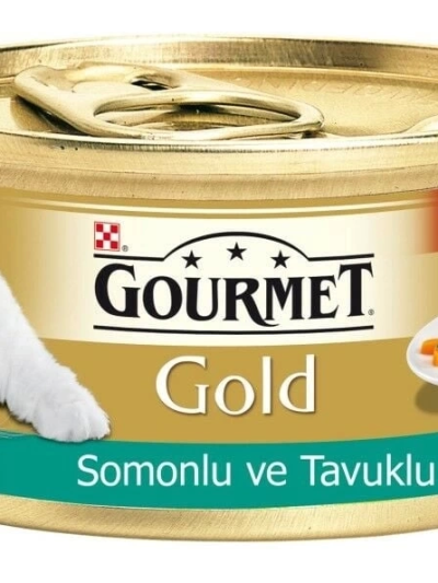 Gourmet Gold Somon Ve Tavuklu Yetişkin Konserve Kedi Maması 85 Gr