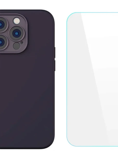 Baseus Liquid Silica Iphone 14 Pro Silikon Kılıf Tempered Ekran Koruyucu Set-
