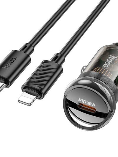 Hoco Z53 Sight Single Pd30w Type-c Girişli Araç Çakmaklık Hızlı Şarj Aleti Type-c To Iphone Lightn-