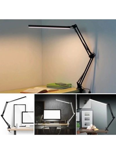Katlanabilir Led Işık Masa Tutucu Mengeneli Metal 3 Renk Okuma Işığı Çalışma Masası Usbli
