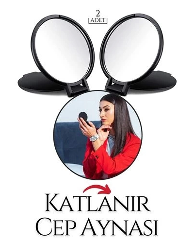 Katlanabilir Mini Çanta Aynası 2 Li Set
