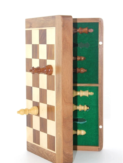 Mıknatıs Taşlı Ahşap Katlanabilir Kutulu Satranç Oyunu 35 Cm G224