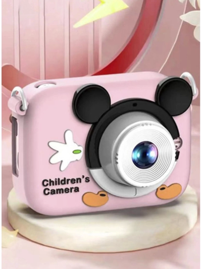 Mini 1080p Hd Çocuk Kamera Dijital Fotoğraf Makinesi 2.0 Inç Ekran 5 Adet Oyun Pembe
