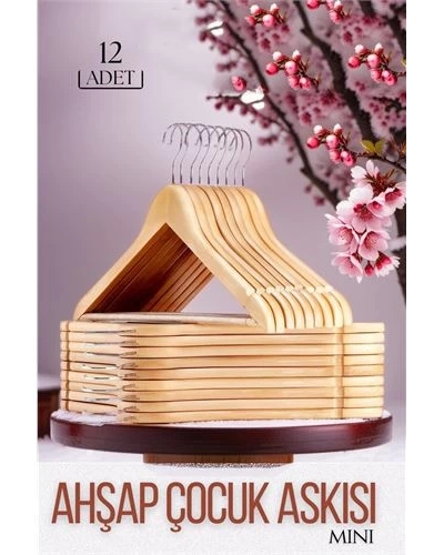 Mini Ahşap Çocuk Elbise Askısı 12 Adet