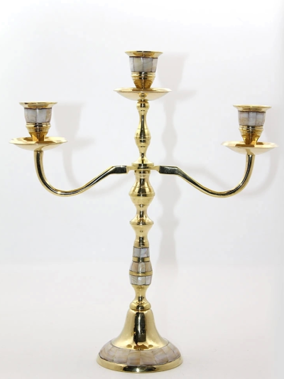 Pirinç Sedefli 3lü Şamdan 19124