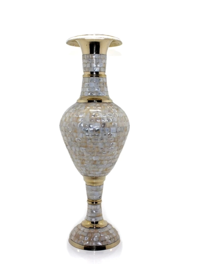 Pirinç Sedefli Vazo 35 Cm Ksk128