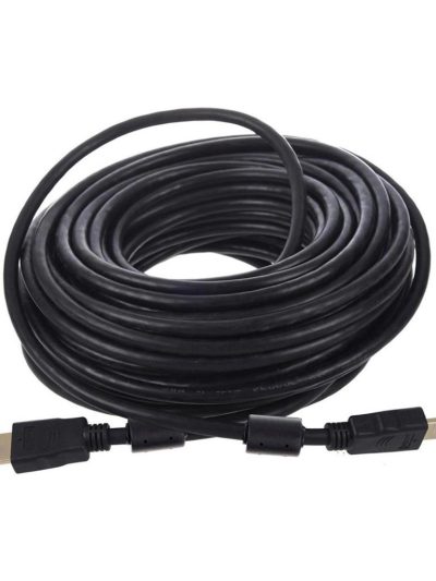 Plasti̇k Düz Si̇yah 20 Metre Gold Poşetli̇ Hdmi Kablo