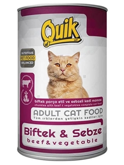 Quik Biftek Ve Sebzeli Yetişkin Konserve Kedi Maması 415 Gr