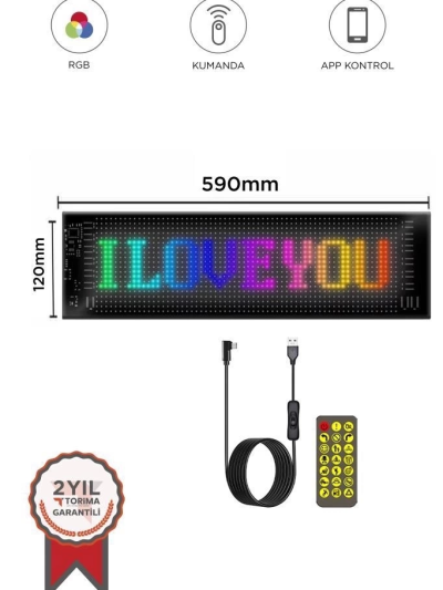Rp1259 Led Matrix Panel 16x96cm Telefon Kontrollü Kayar Led Animasyon Aydınlatma