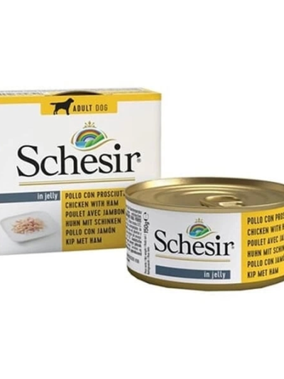 Schesir Jelly Pouch Tavuklu Ve Domuzlu Fileto Konserve Yetişkin Köpek Maması 150 Gr