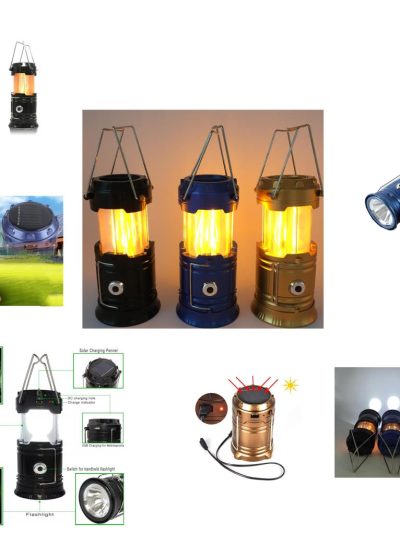 Solar Şarj Edilebilir Çok Fonksiyonlu Kamp Lambası Işıldak Powerbank