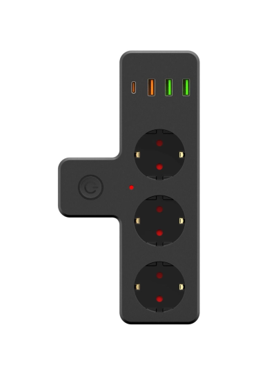 Termal Akım Korumalı Isıya Dayanıklı 3lü Priz 3x Usb 1x Type