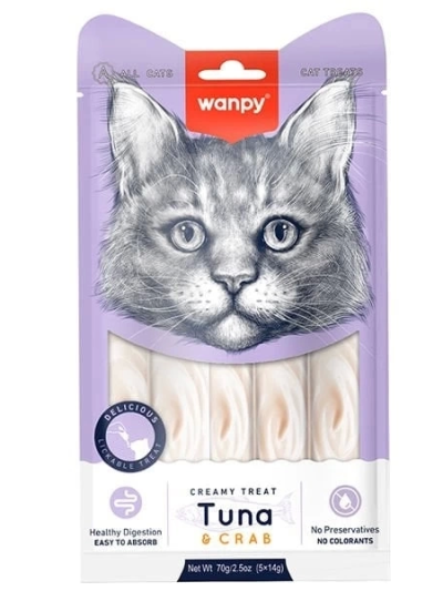 Wanpy Krema Ton Balık Ve Yengeçli Kedi Ödül Maması 5 Adet 14 Gr