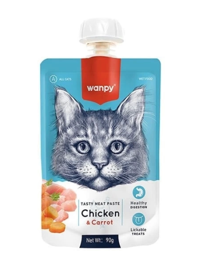 Wanpy Taze Tavuklu Ve Havuçlu Et Ezmesi Doğal Kedi Ödülü 90 Gr