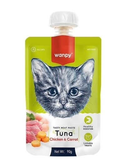 Wanpy Taze Ton Balıklı Ve Tavuklu Et Ezmesi Doğal Kedi Ödülü 90 Gr