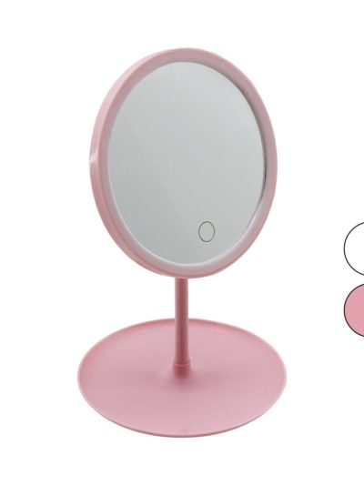 Yuvarlak 7 İnç Ledli̇ - Usb Şarjli Makyaj Aynasi 90takilik Sepetli̇ Ayak Renkli̇ Pls 17.5cm
