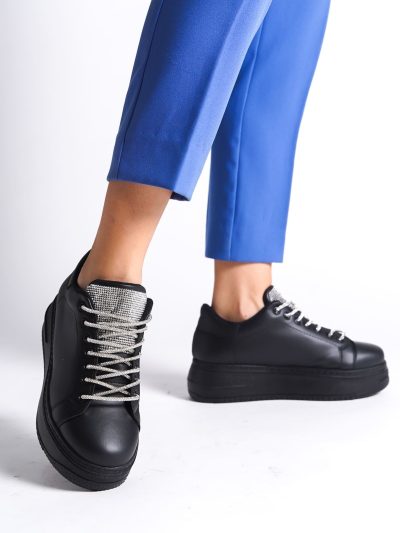 della-bagcikli-ortopedik-taban-tasli-kadin-sneaker-spor-ayakkabi-cst-siyah
